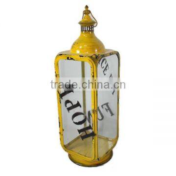 Popular Sale!!!Word-Printed Distressed Metal Lantern Handmade Vintage Metal Lantern