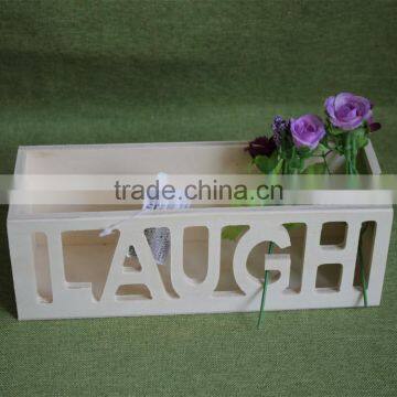 Cheapest customized small plywood decorative storage box with laser letter