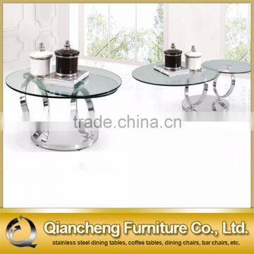 2017 Glass Top Round Fold Coffee Table Extendable Tea Table photo-3