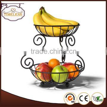 Hot sale 2 tier metal wire fruit basket