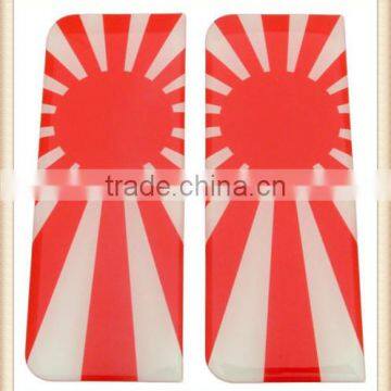 Japan Rising Sun Number Plate Resin Domed Sticker 3D Car Badge x 2