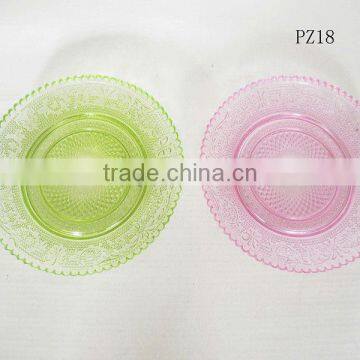 colorful 2016 hot sale honey glass charger plate