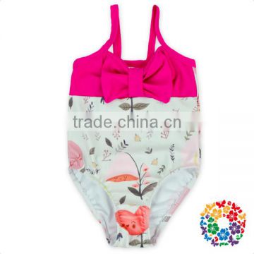 2017 summer new baby girl clothes hot pink bowknot one piece baby swimsuit