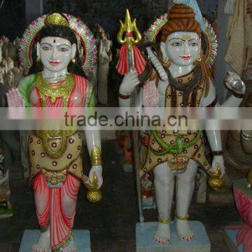 White Marble Stone Gauri Shankar Statue Handcrafted