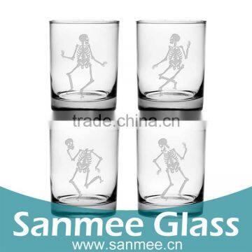 4PCS Gift Glass Set Funny Pattern Printing Decal Lowball Glass