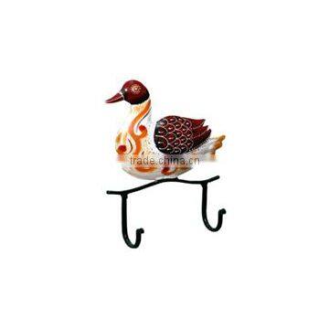 IRON PAINTED DUCK HANGER 2 HOOK