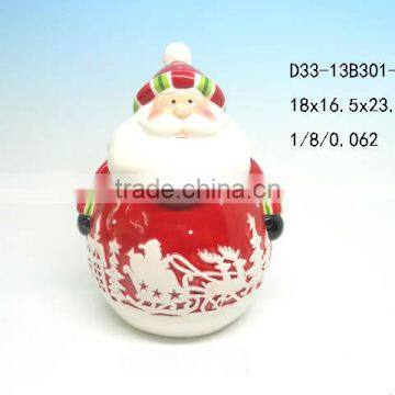 Santa Claus shaped ceramic jar with lid for Christmas