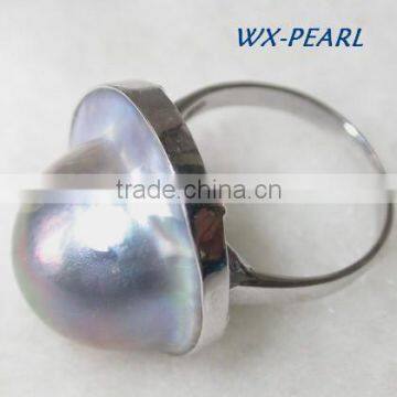 Fashion Jewelry Pearl Ring Silver Golden Ring photo-2