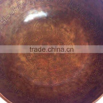 High Quality Asthamangala Symbol Meditating Buddha Carved Singing Bowl photo-5