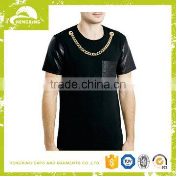 Latest Hip Hop Extra Long Leather Sleeve Tshirt Wholesale