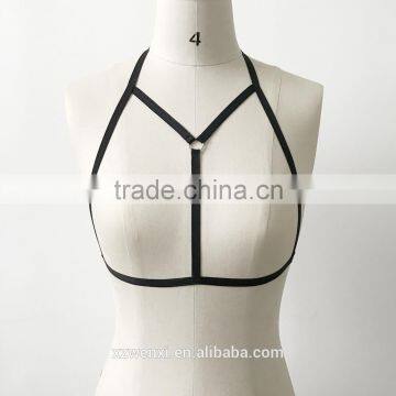 pentagram garter body cage fashion underwear black belt bra for women