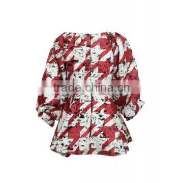 Fashion Jarquard Crochet Ruffle Bottom Long Sleeves High Quality Direct Manufacturer Ladies Blouse Hot Style photo-2