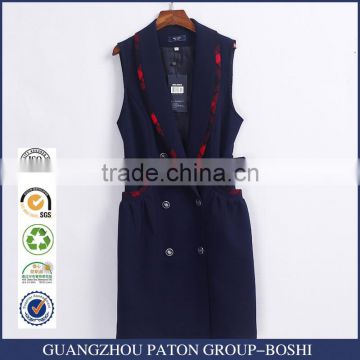 New Design Navy Blue School Long Waistcoat Design For Girls