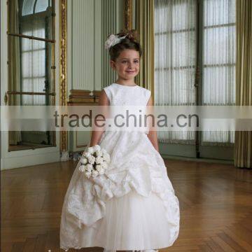 White Halter off Shoulder Taffeta Gown Handmade Baby Dress photo-2