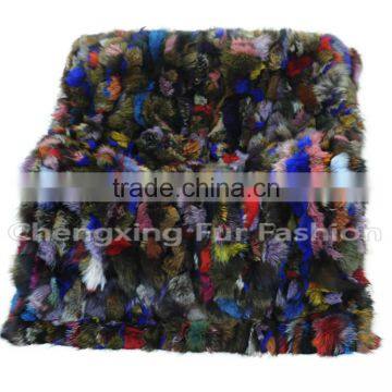 CX-D-124 Home Decora Wholesale Patchwork Colorful Fox Fur Throw Blanket photo-3