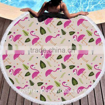 Factory Direct Sell Flamingo Round Beach Towel Superfine Fiber and Tassel 150CM photo-4