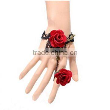 2015 hot style South Korean lace bracelets with ring sets Yiwu handmade rose jewelry set wholesale