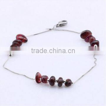 high end crashed garnet stone anklet diy natural chip stone beads anklet bracelet for women jewelry 2016