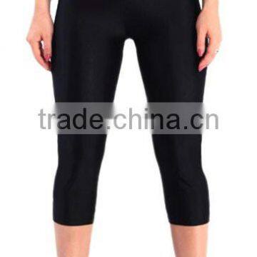 High Waistband Cropped Leggings Ladies Black Plain Leggings Poyester Elastane Plain Leggings Slim Fit Gym Tights OEM Yoga Pants