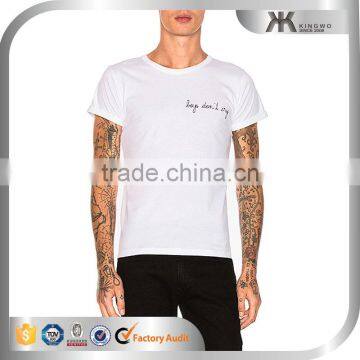 China OEM embroidery words custom mens white t shirts