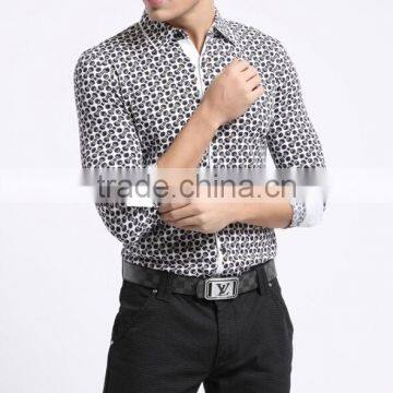 Mens' long sleeve polka dot print shirt