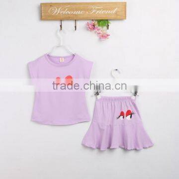 2016 New Girls Cute Eyes Printed Shirts 2 Piece Sets Outfits photo-2