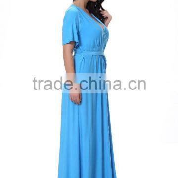 2016 Summer European Style Womens Sexy Lace Embroidery Maxi Solid White Dress Long Sleeve Deep Plus Size photo-2