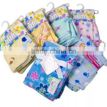 baby animal print fleece blanket/large fleece blankets/embroidered fleece blanket