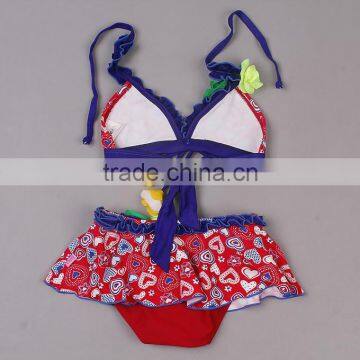 2016 Summer New Arrival Children Swimwear For Girls Colorful Polyester And Lycra Heart Printed Bathing Suits Girls SR40417-1 photo-2
