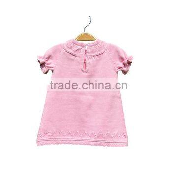 Round Neck Short Sleeve Cotton Knitting Girl Dress photo-2