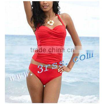 Red sexy women tankini custom swimwear