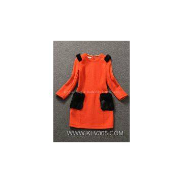 Women Fashion Clothing Wool Winter Dress photo-3