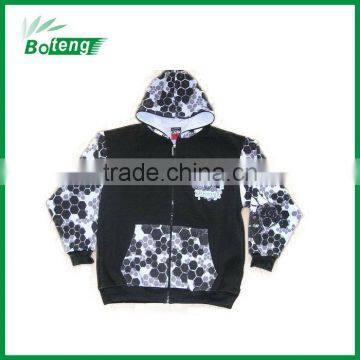 100% Poly fleece allover print knit hoody Jacket