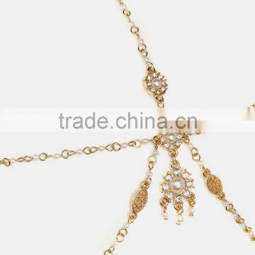 Wedding Bridal Pearl Bead Drop Rhinestone Head Chain Hair Jewelry Headpiece Headband photo-3