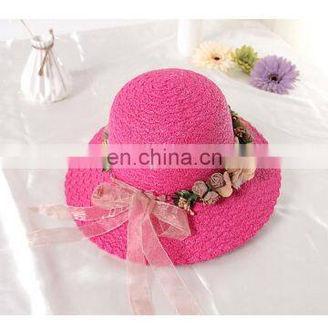 Bowknot Garland Straw Hat Beach Sun Hat Garden Fisherman Hat