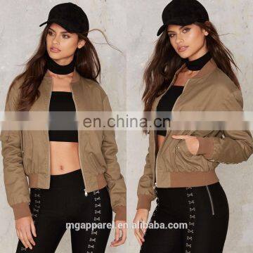 New design plain cotton bomber jackets for women wholesale