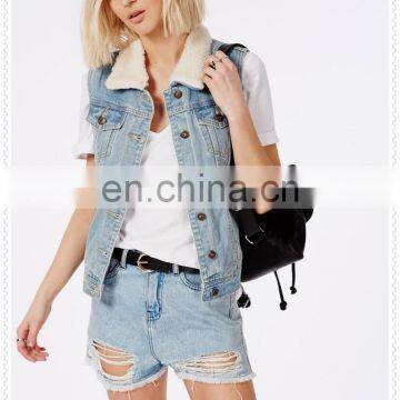 Hot Sale Unique Design Sleeveless Jean Jackets for Girls Wholesale China photo-4