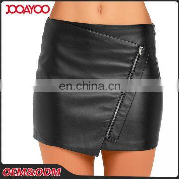 2017 New Arrival High Waist Short Bodycon Skirts Fashion Design Black Leather Mini Skirt photo-3