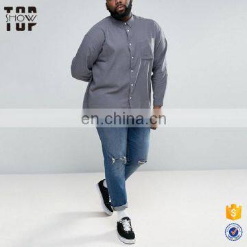 2017 Plus Size Men's Clothing Western Shirt With Grey Wash Cotton Shirt photo-3