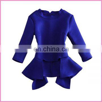 fashion design blended fabric blouse with bottom of tail coat