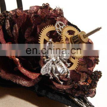 Steampunk Mini Hat Fascinator With Flowers and Gears photo-4