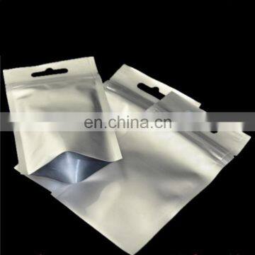 factory ready stock aluminum foil self sealing bag,stand up pouch with zipper and hang hole