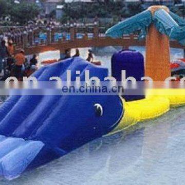 Water park equipment giant inflatable water game adult inflatable bouncer bed with mini slide