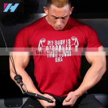 Yihao Men's Bodybuilding Fitness Men's Gym T shirt Sports Clothes large free logo muscle t-shirt OEM custom wholesale Men's tee