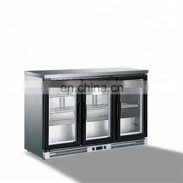 stainless steel three door glass showcase back bar cooler Electric beer cooler