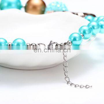 Blue Necklace Girl Kids Children Sweet Chunky Bubble Beads Necklace With Bow Candy Color Jewelry photo-4