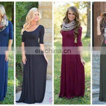 2019 Women Girls Mommy and me Solid Color Jersey Fabric Knitted Maxi Long Sleeve Fall Dresses (this Link for WOMAN) photo-2