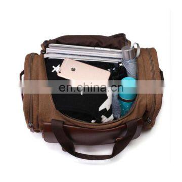 Men Holdall Travel Canvas Duffel Bag Leather Trim Tote Shoulder