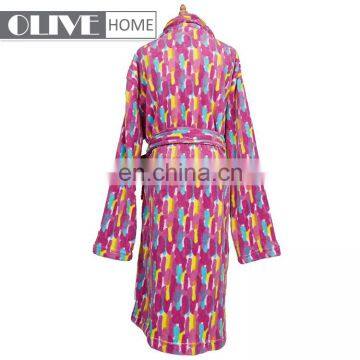 Wholesale Kimono Collar 100% Polyester Printed Super Soft Coral Bathrobe photo-3