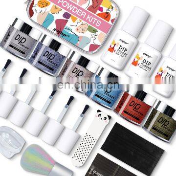 2021 fashion trend nail beauty supplier dip dipping powder kit with top coat and base coat